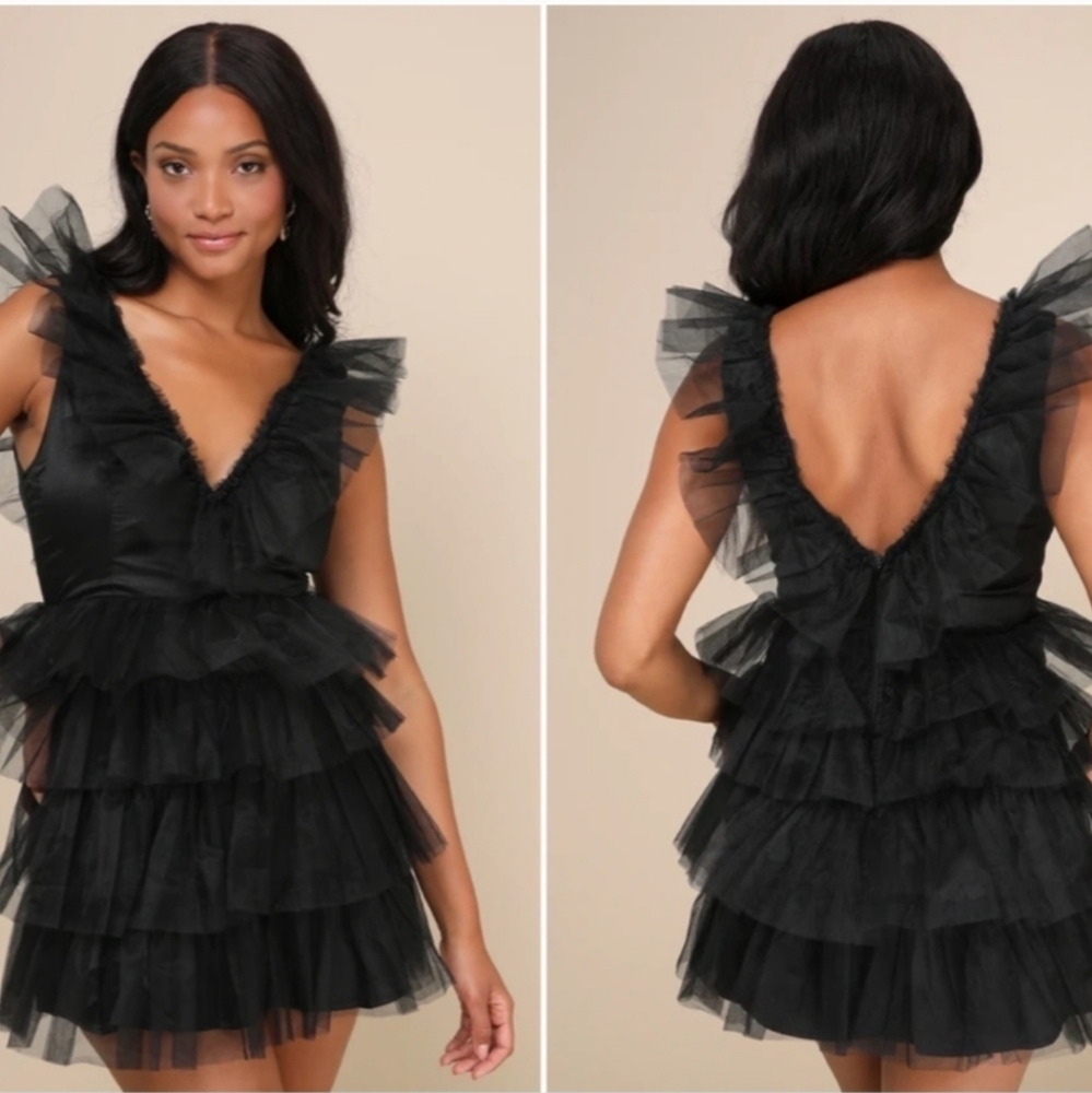 NWT LULU'S Tiered Tulle Mini Dress - Picture 3 of 9